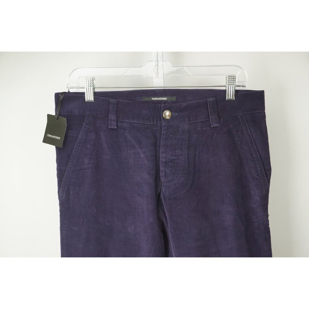 Tagliatore Solid Eggplant Purple Corduroy Cotton Mens Pants Sz 46 Brand New